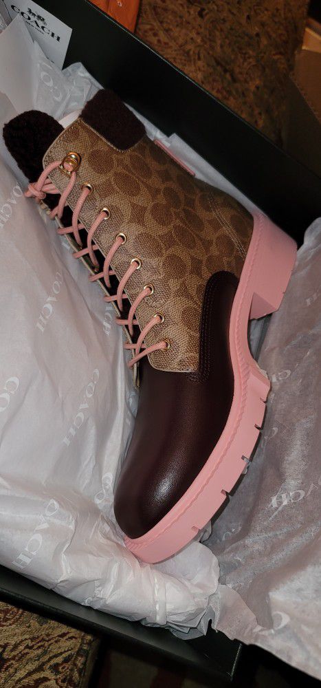 Coach Lorimer Boots Cranberry And Pink Size 10 Brand New