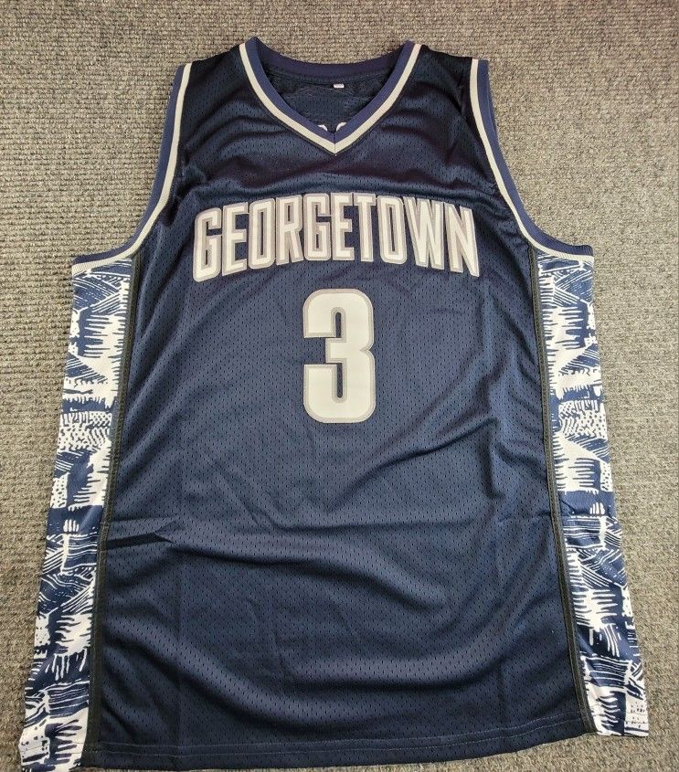 Georgetown Hoyas Allen Iverson Mens XL Home Blue Stitched Basketball Jersey