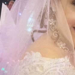 2 Wedding Veils. Cathedral And Reception Ankle Length Veil