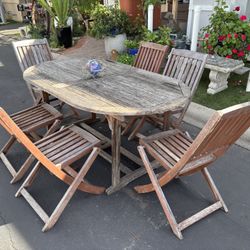 Patio Furniture Set Table And 6 Folding Chairs 