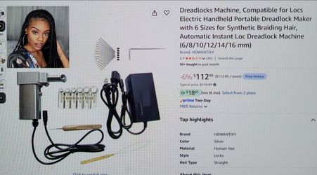 Electric handheld dreadlock maker with 6 sizes