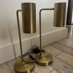 Brass Finish Lamps Matching Pair