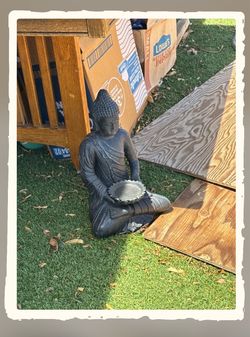 Sitting Buddha garden statue with bowl, meditation posture