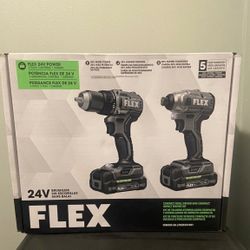 Flex FXM205-2A 24V Compact Drill Driver and Compact Impact Driver 4-Combo Kit