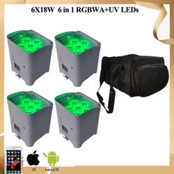 4 Pack Wirelles Uplights  Plus Soft Bag RGBWA +UV