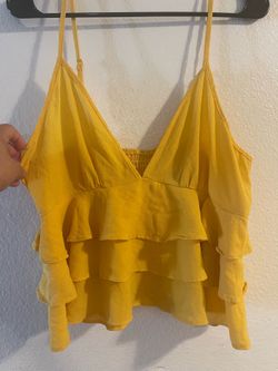 Yellow ruffle crop top