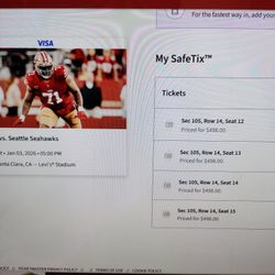 49ers  Seahawks TICKETS  4 together on the Aisle