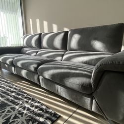 Divani Casa Maine Modern Gray fabric sofa w/ electric recliners