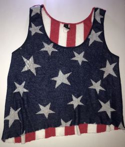 Windsor Patriotic American Flag Women’s Medium Tank Top Stars Stripes MEMORIAL DAY JULY 4th