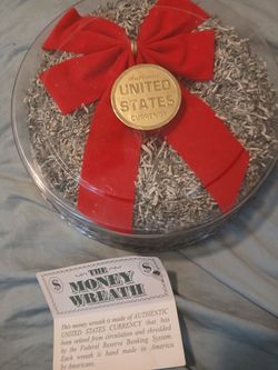 The Money Wreath Shredded US Currency