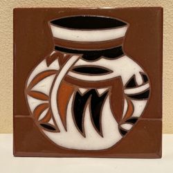 Vintage Arius Santa Fe Art Tile with a Southwestern-style pottery pot design
