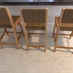 29” Ceylon Woven And Wood Barstool - Threshold
