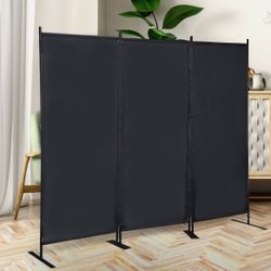 6Ft 3-Panel Metal Freestanding Room Divider Foldable Privacy Screen Partition