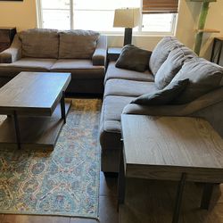 Ashley 7-Piece Living Room Set – Sofa, Loveseat, Tables & Lamps – $550 OBO 