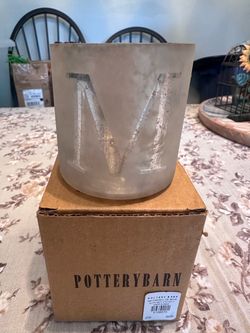 Pottery Barn Monogram M Glass Votive Holder