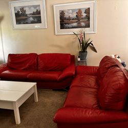 Red Leather Couches