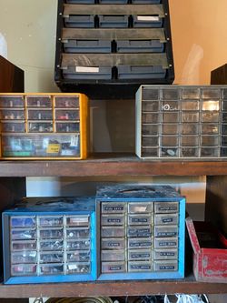 Plastic parts storage drawers