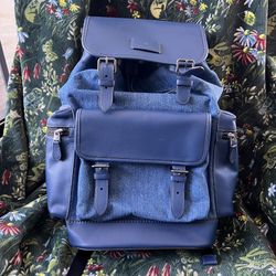 New Coach Sprint Denim Leather Backpack + Receipt ($750 Value)
