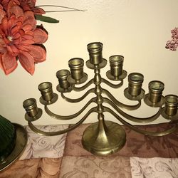 Antique Brass Menorah/candelabra/ Candle Holder