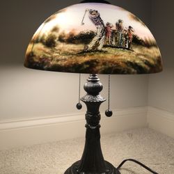 Vintage Golf Tiffany Style Lamp Frosted Glass