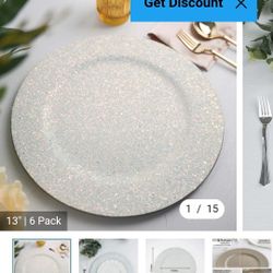 White Glitter Charger Plates - Wedding, Events, Etc