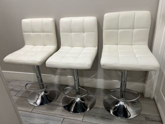 25-33.5 in. White Metal Modern Swivel Bar Stools with Footrest Back ( Set of 3 )