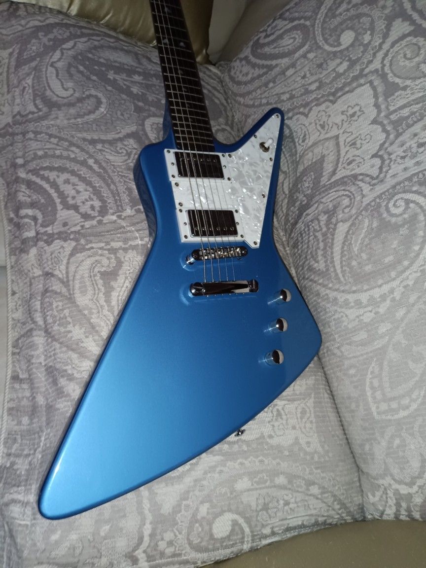 Lady Luck 1st Run Edition Explorer Style Blue Guitar Plays Like A Dream And In Like New Condition