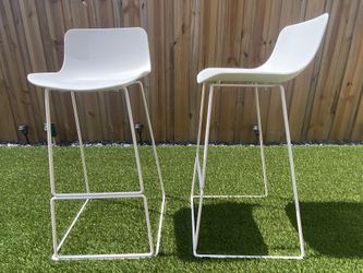 Two (2) Modern White Counter Stools