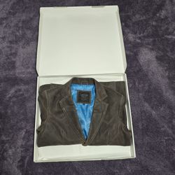 Men's 40 Short Vintage Grain Leather Western Blazer 