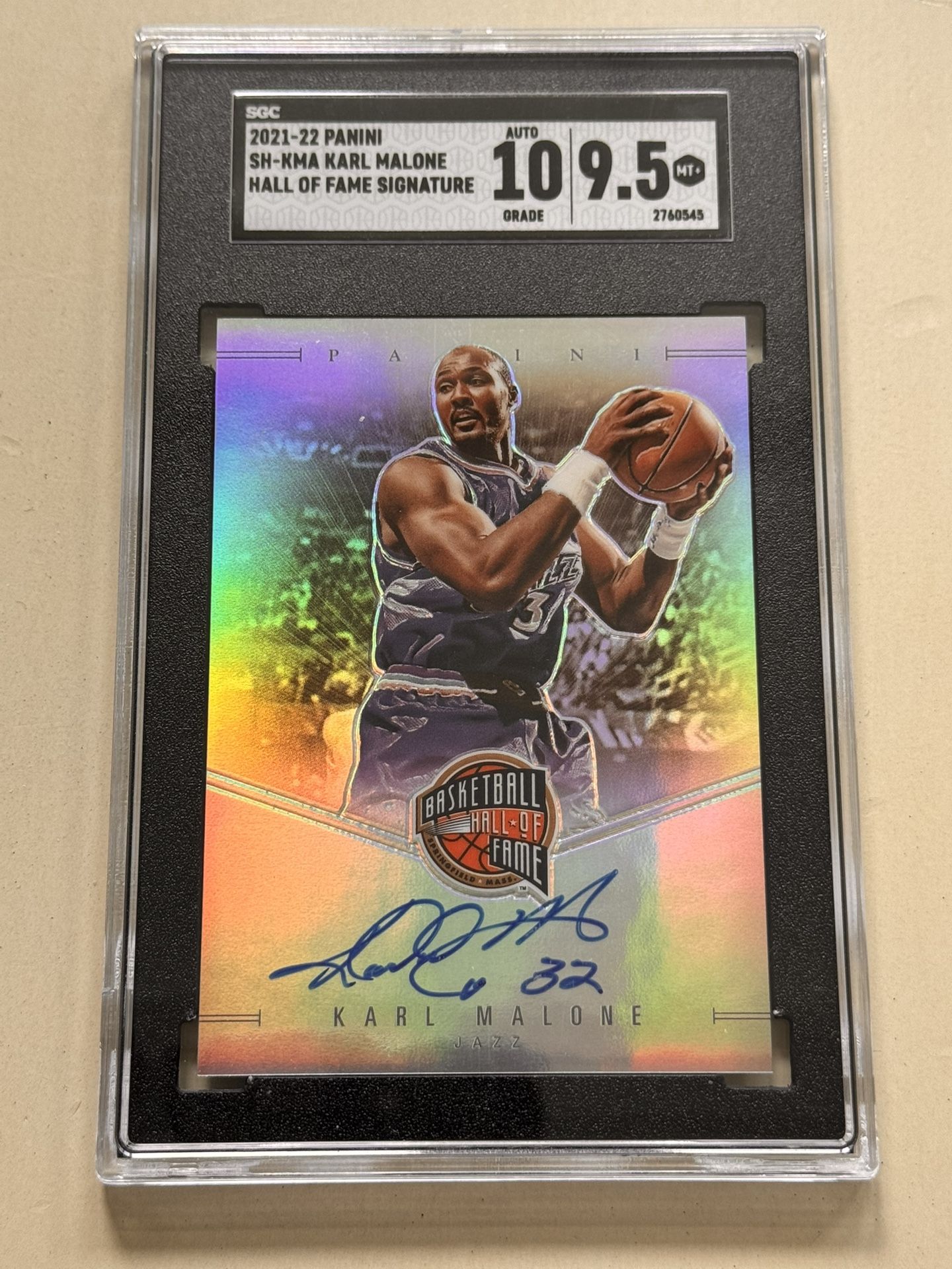 2021-22 Panini Karl Malone Hall of Fame Signature #SH-KMA SGC 9.5/Auto 10