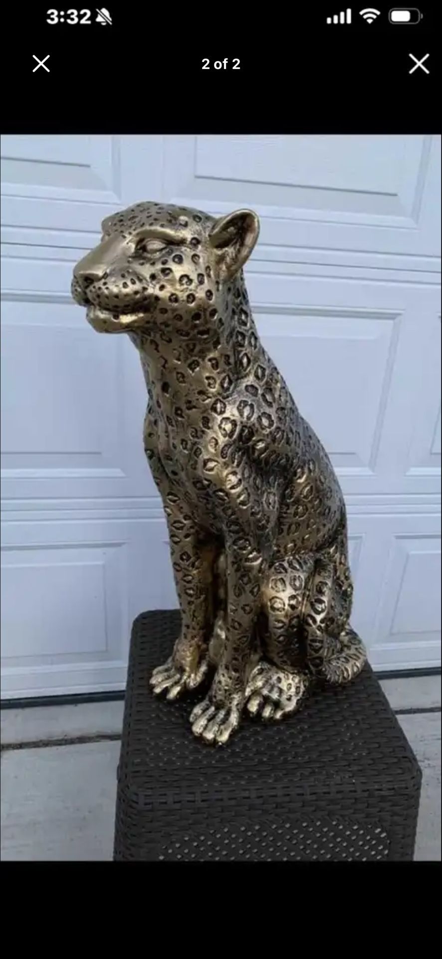 3 Foot Tall, Golden Leopard Statue