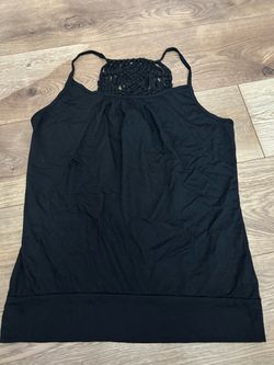 VTG y2k Women's Crochet Back Black Tank Top XL