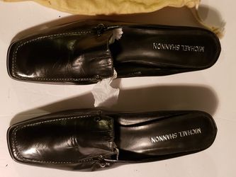 Michael Shannon black leather dress mules 10W Good condition