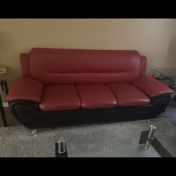 Red Leather Couch 