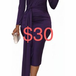 ENOPINK Women's Long Sleeve Dress Midi Bodycon Ruched Twist Knot Fall Winter Wedding Guest Cocktail Pencil Dresses