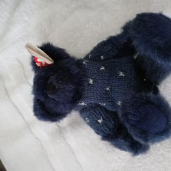 T Y Attic Treasure Blue Jointed Bear No Smoke