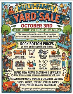 Multi-Family Yard Sale THIS SATURDAY ONLY