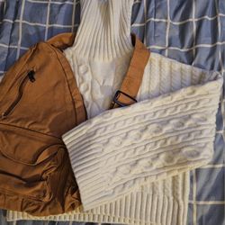 $60🎀WAYF apparel of chunky, Ribbed Knit ($35) & Euphrates Unisex Canvas Sling Crossbody ($25)🎀=$60