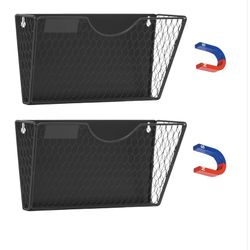 Magnetic File Holder 2 Pack Large Capacity File Folder Organizer No Drilling Installation Hanging Magazine Rack for Office File Cabinet, Refrigerator,