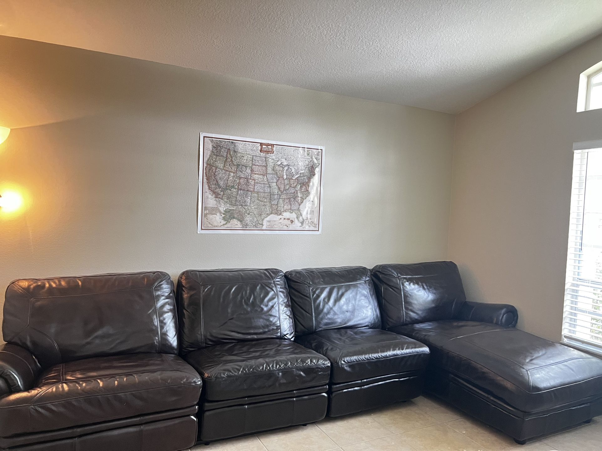 Leather Sectional With 2 Recliners