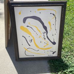 Large Mid Century Framed Art Deco 