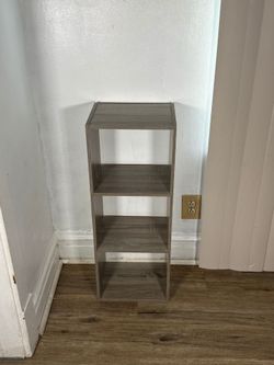 Modern 3-Tier Narrow Bookshelf | Gray Wood Storage Shelf | Small Space Organizer