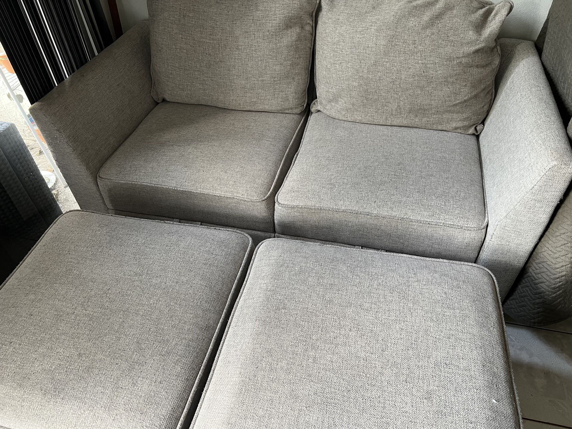 Loveseat Storage With Ottomans 3 Pieces 