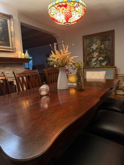 Wood Dining table with 8 chairs