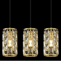 3 Pack Hanging Crystal Modern Pendant Lights Brushed Hold 
