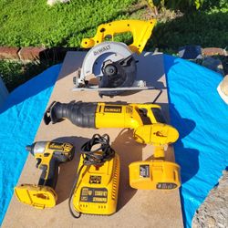DeWalt 18V Tool Bundle – Impact Driver, Recip Saw, Circular Saw, Charger + Battery