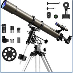 Brand New Black Telescope 90mm EQ Refractor