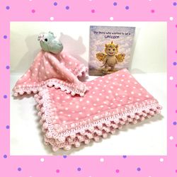 Baby Rhino Crochet Baby Blanket Lovey & Book Gift Set