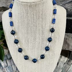 Lapis Lazuli, Austrian Crystal And Sterling Silver Necklace