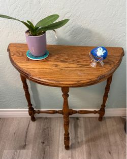 Beautiful Oak Half-Moon Accent Table – $85